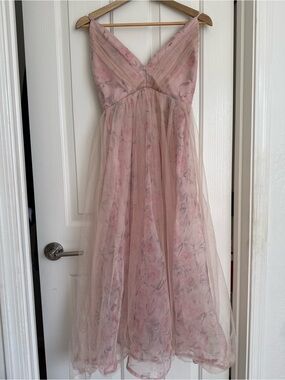 Lulu's Dusty Rose Floral Tulle Dress xs